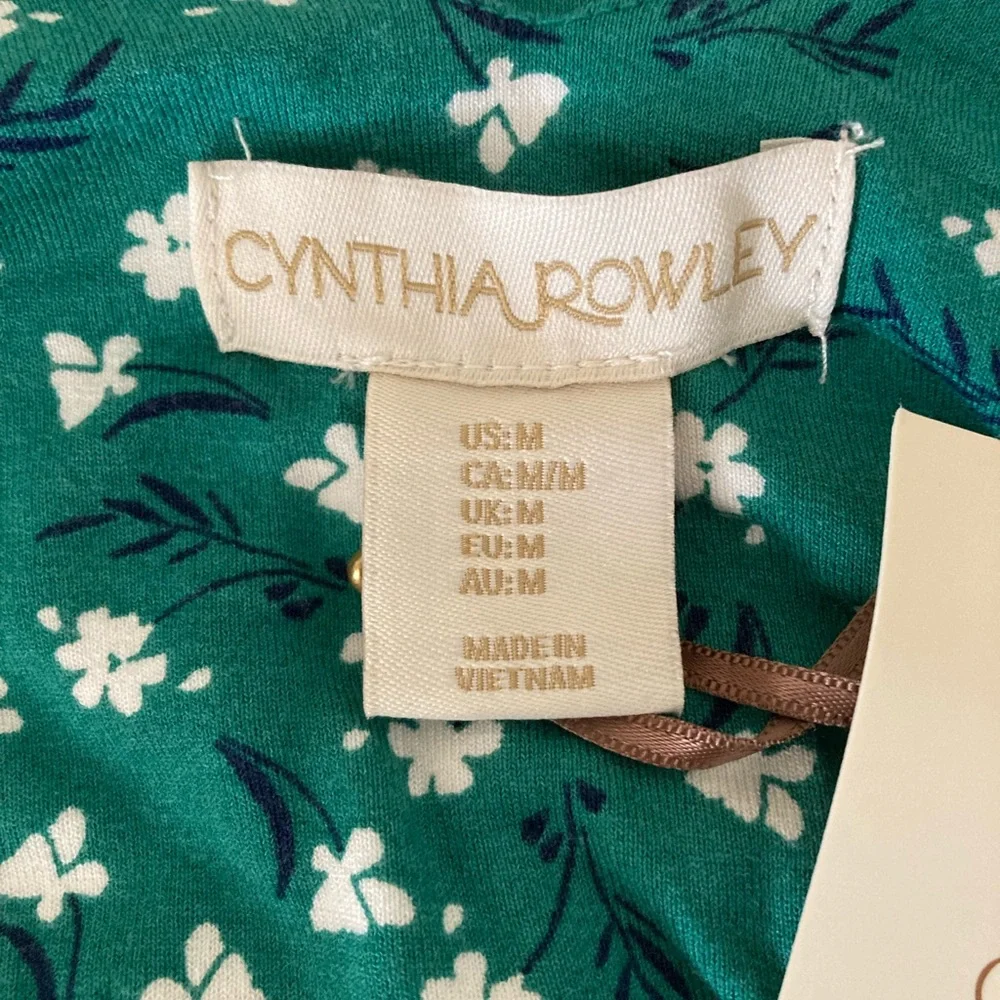 NWT Cynthia Rowley green floral sleeveless V-neck mini dress, size medium - Picture 10 of 11